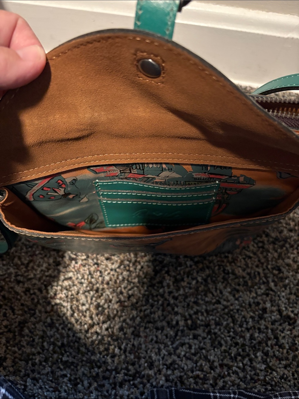 Patricia Nash Floral Printed Crossbody Bag in Tan and Green - Picture 5 of 6